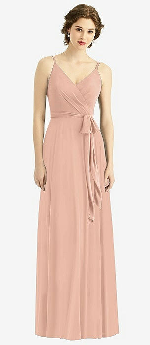 David's bridal double strap long outlet georgette