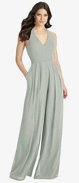 Green sales bridesmaid jumpsuit