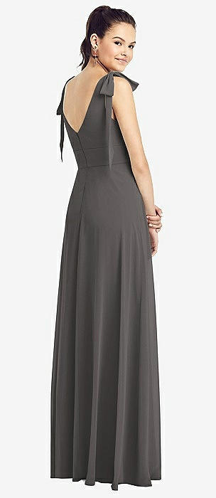 Caviar Gray V-Neck Bridesmaid Dresses