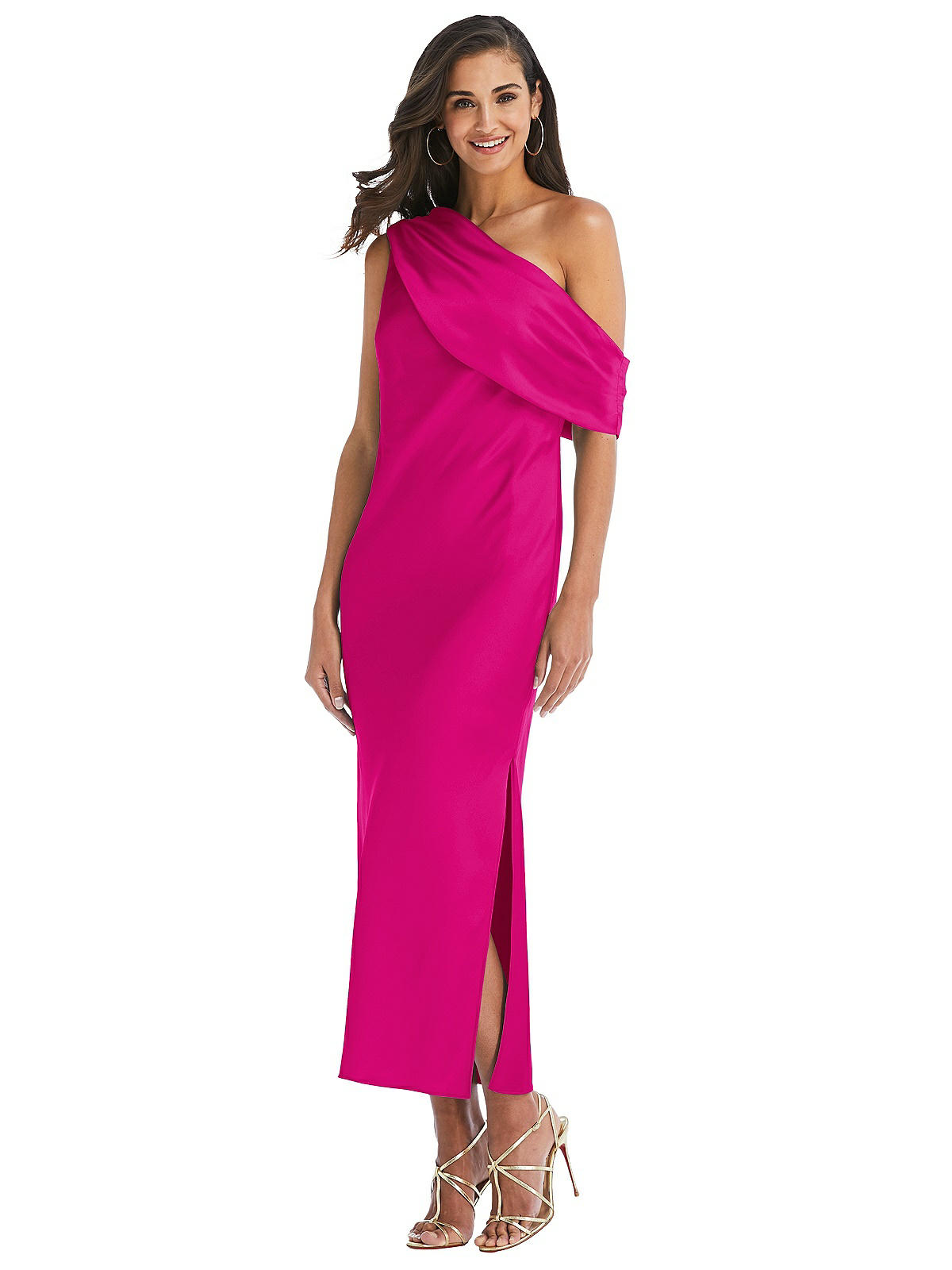 Twisted One-Shoulder Multi Wear Convertible Bridesmaid Dresses Candy Pink