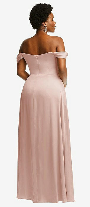 Faux Wrap Criss Cross Back Maxi Bridesmaid Dress With Adjustable Straps In  Toasted Sugar