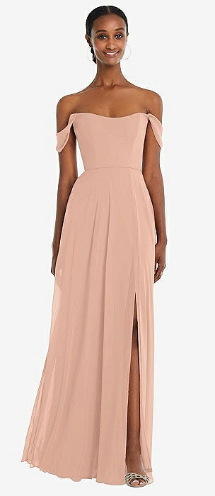 Peach cold 2025 shoulder dress