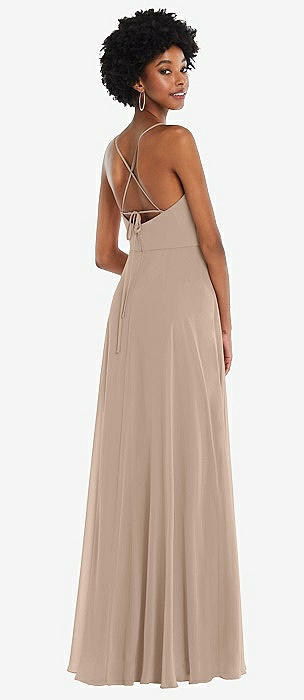 David's bridal double strap long clearance georgette