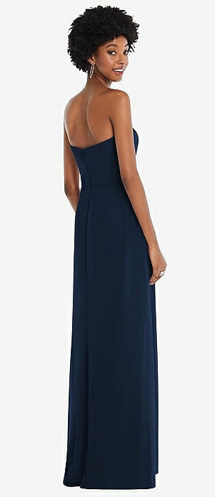 Navy blue strapless outlet gown