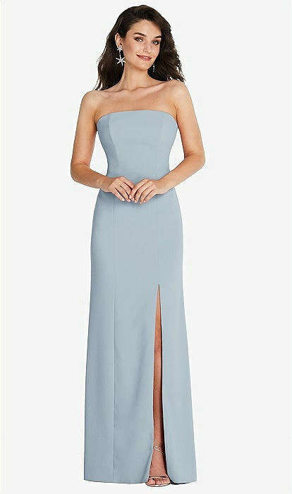 Strapless Scoop Back Maxi Dress with Front Slit