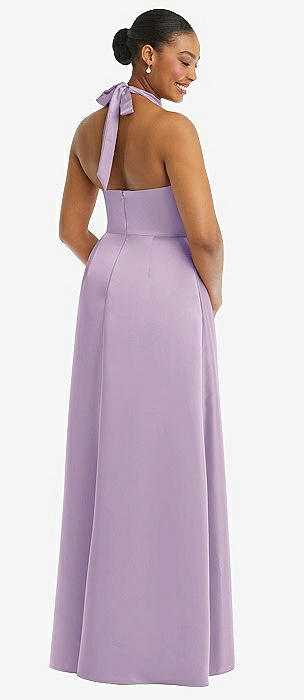 Purple High Neck Bridesmaid Dresses