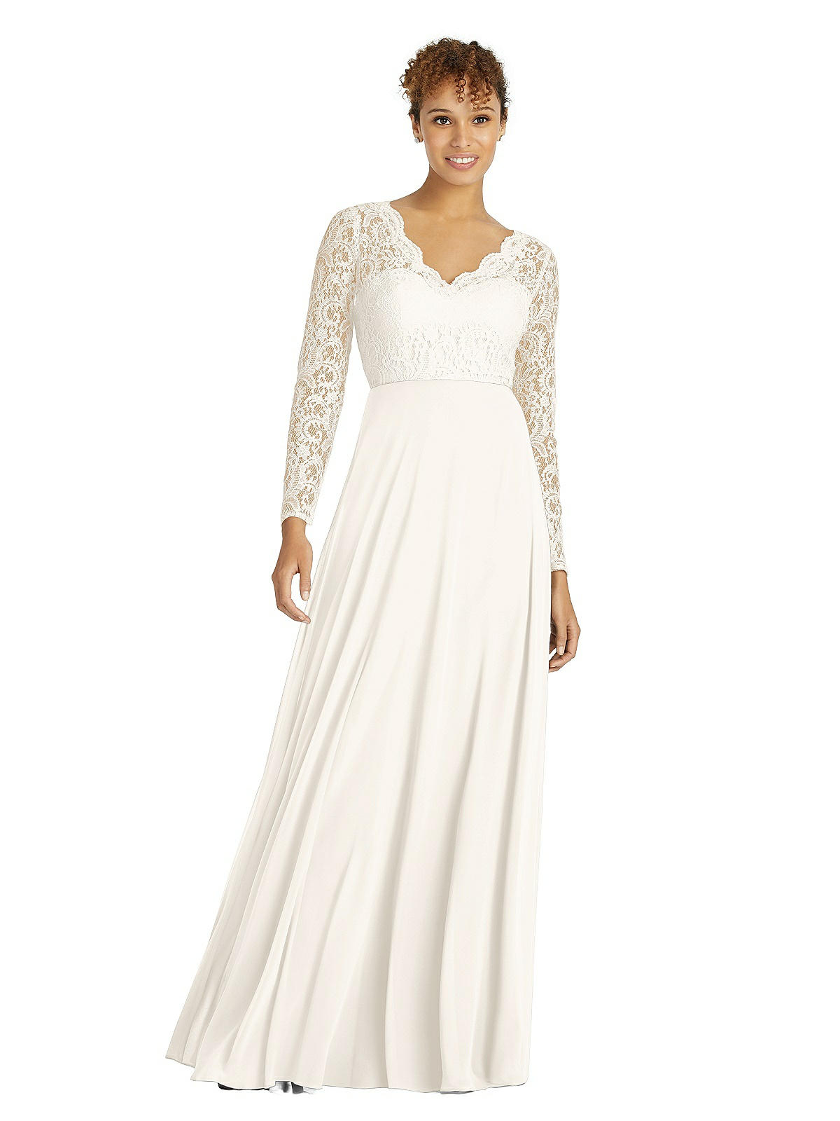 V-neck Split Sleeve Blouson Bodice Maxi Bridesmaid Dress In Silver