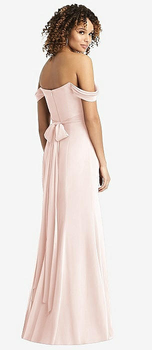 Off the Shoulder Blush Mermaid Long Party Dress with Slit