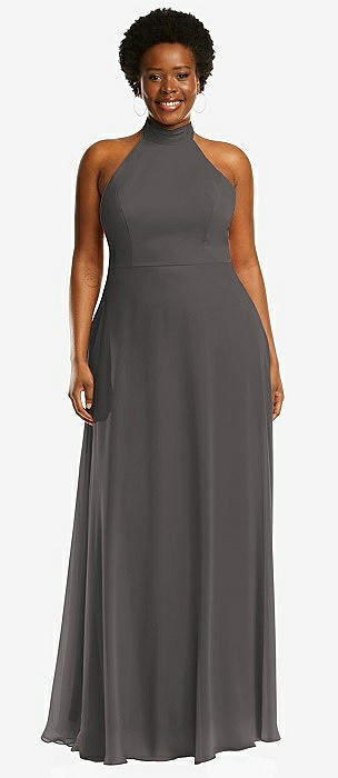 Grey halter neck outlet bridesmaid dress