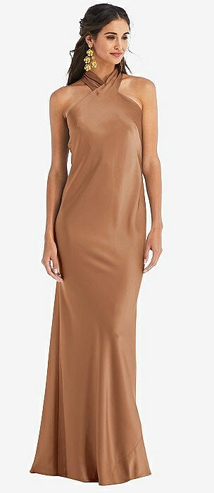 Toffee Keyhole Back Bridesmaid Dresses