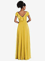 Rear View Thumbnail - Marigold Ruffle-Trimmed V-Back Chiffon Maxi Dress