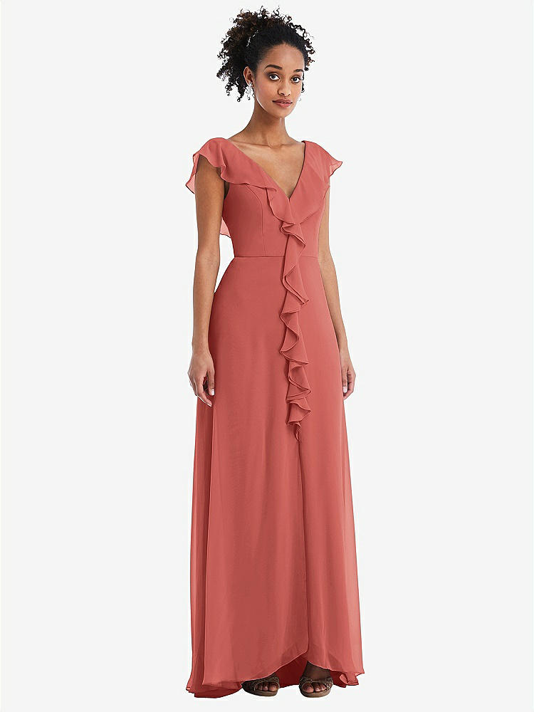 Coral chiffon 2025 maxi dress