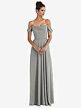 Front View Thumbnail - Chelsea Gray Off-the-Shoulder Draped Neckline Maxi Dress