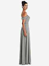 Side View Thumbnail - Chelsea Gray Off-the-Shoulder Draped Neckline Maxi Dress