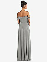 Rear View Thumbnail - Chelsea Gray Off-the-Shoulder Draped Neckline Maxi Dress