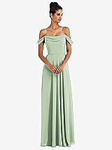 Front View Thumbnail - Celadon Off-the-Shoulder Draped Neckline Maxi Dress
