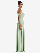 Side View Thumbnail - Celadon Off-the-Shoulder Draped Neckline Maxi Dress