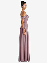 Side View Thumbnail - Dusty Rose Off-the-Shoulder Draped Neckline Maxi Dress