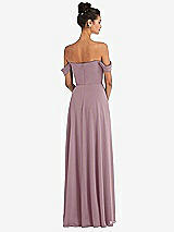 Rear View Thumbnail - Dusty Rose Off-the-Shoulder Draped Neckline Maxi Dress