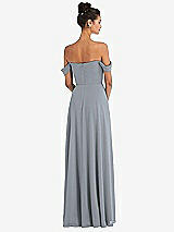 Rear View Thumbnail - Platinum Off-the-Shoulder Draped Neckline Maxi Dress