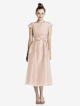 Front View Thumbnail - Cameo Cap Sleeve Pleated Skirt Midi Dress with Bowed Waist