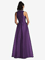 Rear View Thumbnail - Majestic Plunging Neckline Pleated Skirt Maxi Dress with Pockets