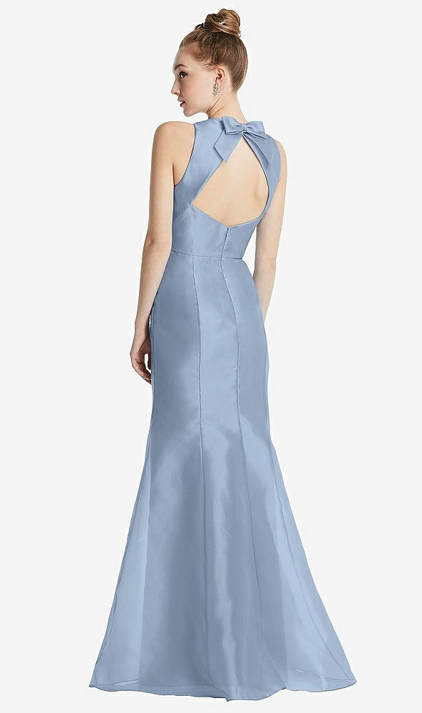 Front View - Cloudy Bateau Neck Open-Back Maxi Dress with Bow Detail