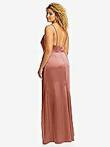 Rear View Thumbnail - Desert Rose Cowl-Neck Draped Wrap Maxi Dress with Front Slit