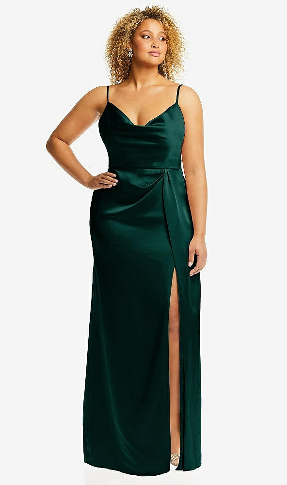 Emerald green outlet cowl neck dress