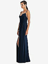 Alt View 2 Thumbnail - Midnight Navy Cowl-Neck Draped Wrap Maxi Dress with Front Slit