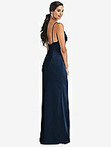 Alt View 3 Thumbnail - Midnight Navy Cowl-Neck Draped Wrap Maxi Dress with Front Slit