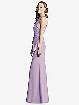 Side View Thumbnail - Pale Purple Halter Maxi Dress with Cascade Ruffle Slit