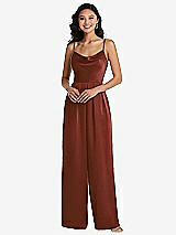 Front View Thumbnail - Auburn Moon Cowl-Neck Spaghetti Strap Maxi Jumpsuit with Pockets