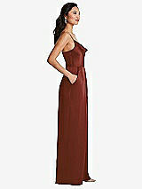 Side View Thumbnail - Auburn Moon Cowl-Neck Spaghetti Strap Maxi Jumpsuit with Pockets