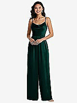 Front View Thumbnail - Evergreen Cowl-Neck Spaghetti Strap Maxi Jumpsuit with Pockets