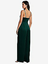 Rear View Thumbnail - Evergreen Cowl-Neck Spaghetti Strap Maxi Jumpsuit with Pockets