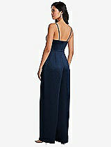 Rear View Thumbnail - Midnight Navy Cowl-Neck Spaghetti Strap Maxi Jumpsuit with Pockets