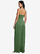 Rear View Thumbnail - Vineyard Green Cowl-Neck Spaghetti Strap Maxi Jumpsuit with Pockets