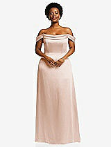 Front View Thumbnail - Cameo Draped Pleat Off-the-Shoulder Maxi Dress