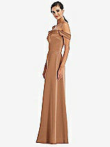 Alt View 2 Thumbnail - Toffee Draped Pleat Off-the-Shoulder Maxi Dress