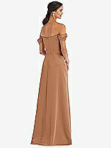 Alt View 3 Thumbnail - Toffee Draped Pleat Off-the-Shoulder Maxi Dress