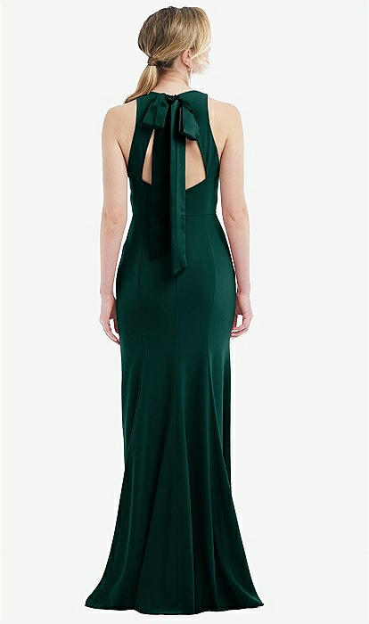 Crepe and velvet bridesmaid 2025 dress with open back