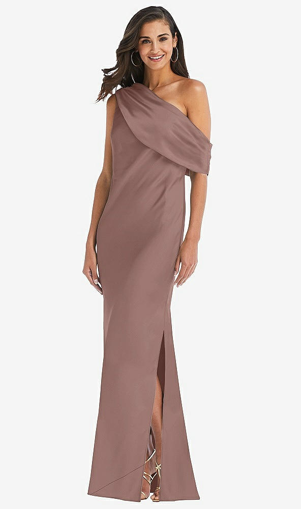 Front View - Sienna Draped One-Shoulder Convertible Maxi Slip Dress