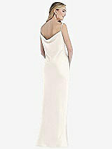 Rear View Thumbnail - Ivory Asymmetrical One-Shoulder Cowl Maxi Slip Dress