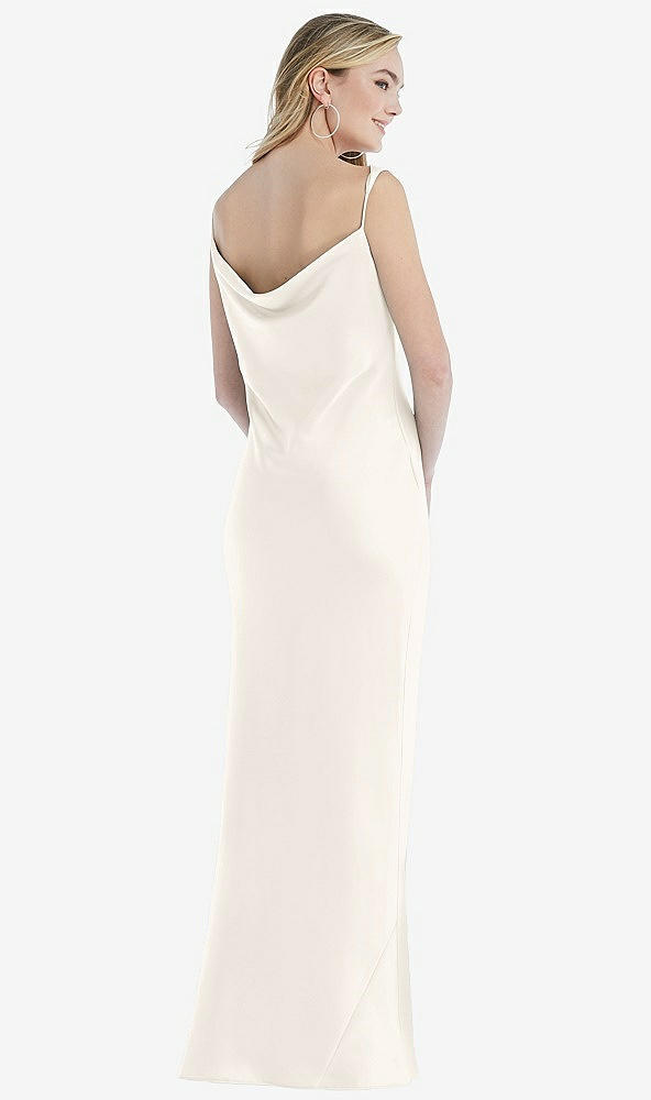 Back View - Ivory Asymmetrical One-Shoulder Cowl Maxi Slip Dress