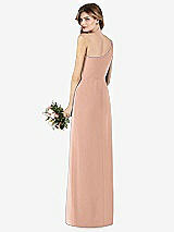 Rear View Thumbnail - Pale Peach One-Shoulder Crepe Trumpet Gown with Front Slit