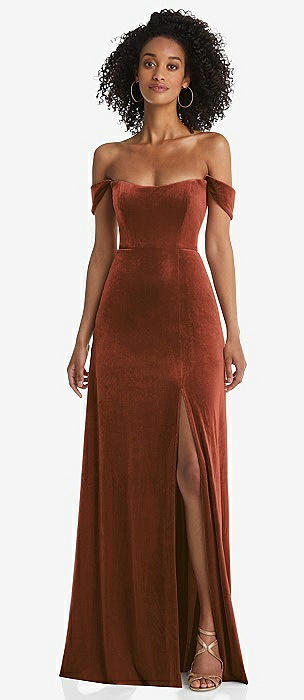 Rust colored velvet clearance dress