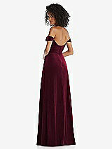 Rear View Thumbnail - Cabernet Off-the-Shoulder Flounce Sleeve Velvet Maxi Dress