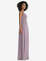 Side View Thumbnail - Lilac Dusk One-Shoulder Chiffon Maxi Dress with Shirred Front Slit