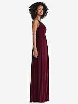 Side View Thumbnail - Cabernet One-Shoulder Chiffon Maxi Dress with Shirred Front Slit